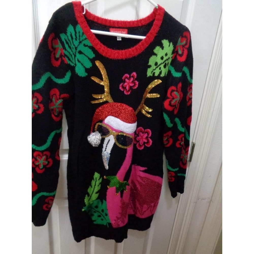 Blizzard Bay Ugly Christmas Sweater Flamingo Large Woman's